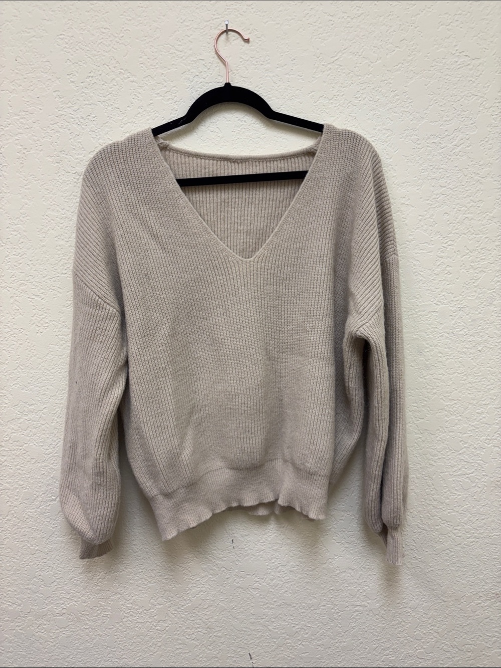 Cozy V-Neck Women's Sweater in Light Beige